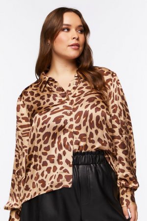 Рубашка с принтом жирафа больших размеров , серо-коричневый Forever 21