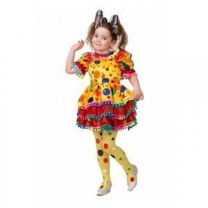 Карнавальный костюм Хлопушка , сатин, платье, ободок, р. 36, рост 140 см Jeanees. Цвет: rgb/мультиколор