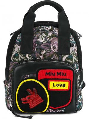 Жаккардовый рюкзак Miu. Цвет: черный