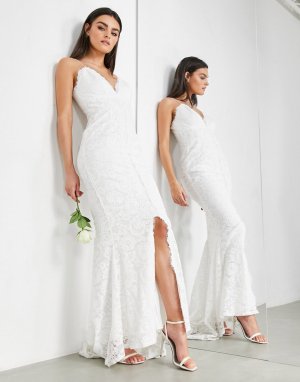 Кружевное свадебное платье на бретельках -Белый ASOS EDITION