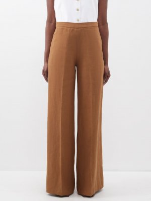Льняные широкие брюки amanda , коричневый Giuliva Heritage