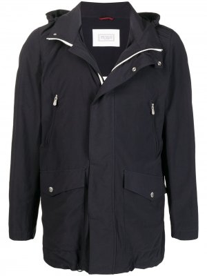 Непромокаемая куртка с капюшоном Brunello Cucinelli. Цвет: синий