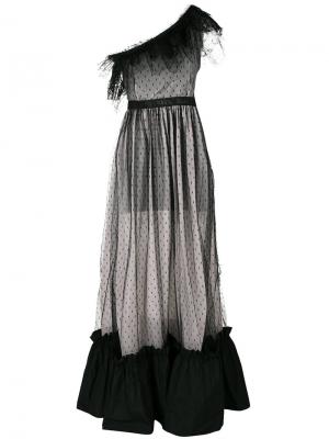 Длинное платье на одно плечо MSGM. Цвет: черный