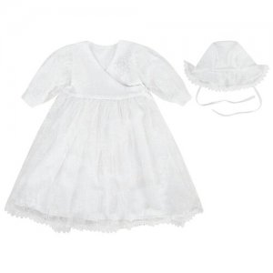 0323 Комплект Ангелина(платье+шапочка) 74, белый LEO. Цвет: белый
