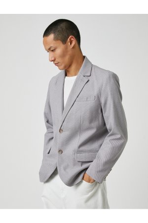 Базовый пиджак-пиджак с широким воротником и карманом на пуговицах , серый Koton