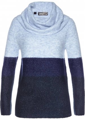Пуловер с объёмным воротником bonprix. Цвет: синий