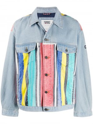 Джинсовая куртка в полоску Tommy Jeans. Цвет: синий