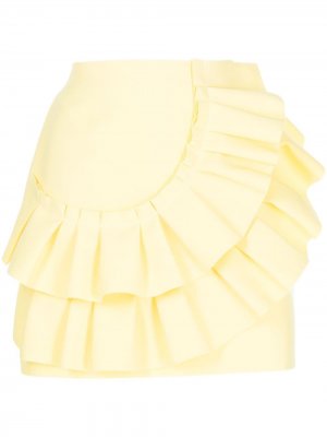 Мини-юбка с завышенной талией и оборками MSGM. Цвет: желтый
