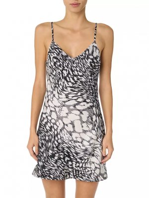 Шелковое мини-платье с леопардовым принтом , серый Amiri