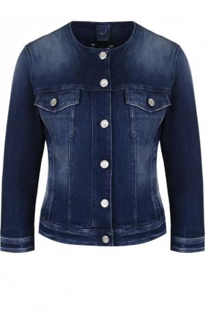 Приталенная джинсовая куртка с потертостями Jacob Cohen. Цвет: синий