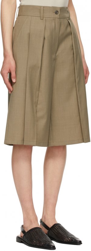 Brown Pleated Shorts Kim Matin. Цвет: khaki brown