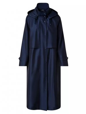 Пальто с капюшоном из шелковой тафты , темно-синий Akris