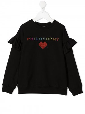 Толстовка с вышитым логотипом Philosophy Di Lorenzo Serafini Kids. Цвет: черный