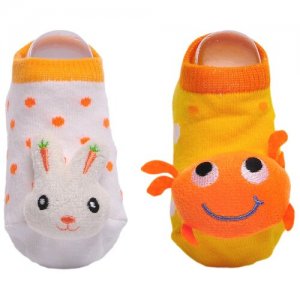 Носки детские с игрушкой 2 пары 101718компл/1820/6, размер 18-20 Lansa. Цвет: белый/оранжевый