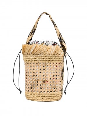 Плетеная сумка-ведро Erdem. Цвет: коричневый