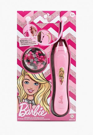 Набор аксессуаров для куклы Barbie Sparkle Hair Beader, Устройство вплетения бусин в косички + бусины 90 шт. бусины-замки 10. Цвет: розовый