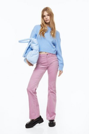 Расклешенные вельветовые брюки , розовый H&M