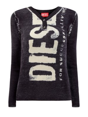 Пуловер M-Arita из тонкой эластичной шерсти с макро-принтом DIESEL. Цвет: серый