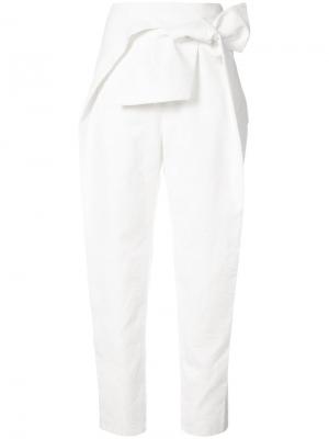 Укороченные брюки с бантом Delpozo. Цвет: белый