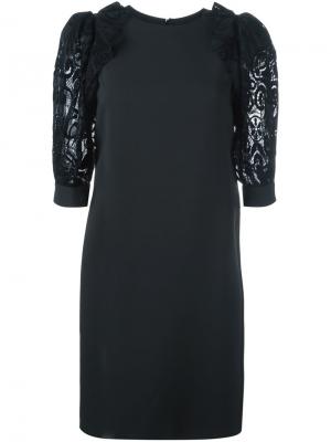 Вечернее платье с кружевным верхом Emanuel Ungaro. Цвет: черный