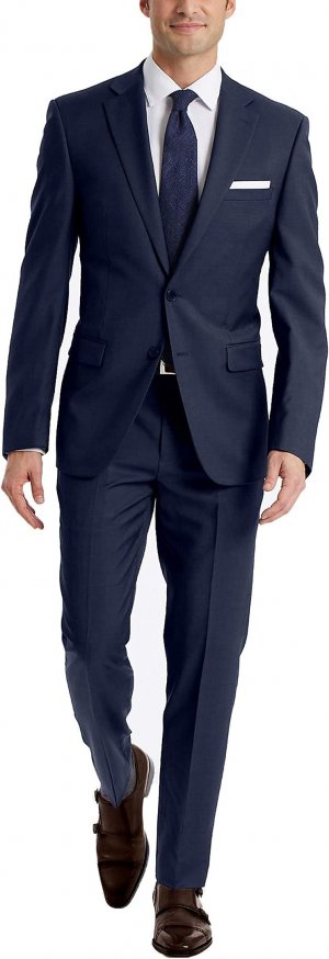 Мужские классические брюки узкого кроя , цвет Solid Medium Blue Calvin Klein