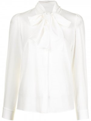 Крепдешиновая блузка с бантом Paule Ka. Цвет: белый