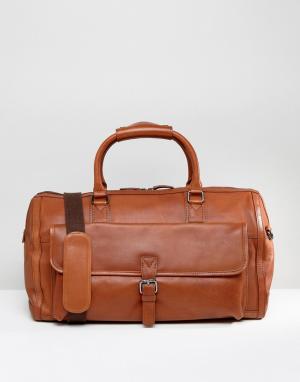 Светло-коричневая кожаная сумка British Belt Co Company. Цвет: рыжий