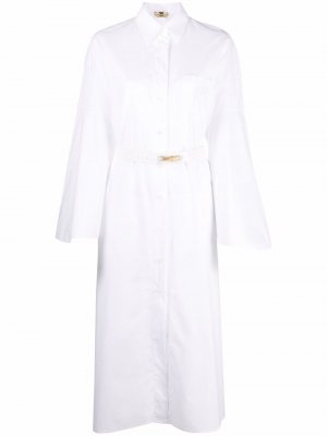 Платье-рубашка с логотипом FF Fendi. Цвет: белый