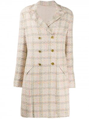 Твидовое двубортное пальто Chanel Pre-Owned. Цвет: нейтральные цвета