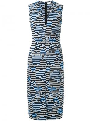 Полосатое облегающее платье с V-образным вырезом Scanlan Theodore. Цвет: синий