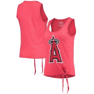 Женская красная майка Threads Los Angeles Angels с овальным вырезом-борцовкой и завязками по бокам, трехцветная Majestic