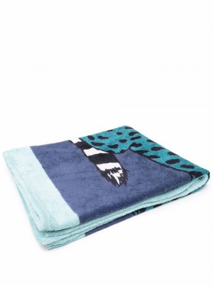 Пляжное полотенце 2010-х годов с леопардовым принтом Hermès. Цвет: синий