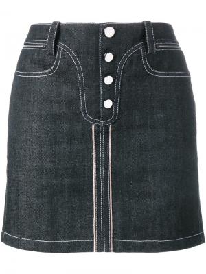Джинсовая юбка с контрастной строчкой Paco Rabanne. Цвет: синий