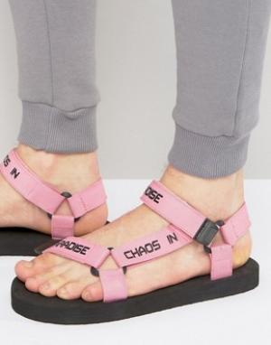 Розовые сандалии с надписью на ремешке ASOS. Цвет: розовый