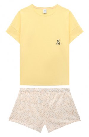 Хлопковая пижама Sanetta. Цвет: жёлтый