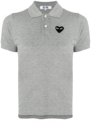 Рубашка-поло с нашивкой в форме сердца Comme Des Garçons Play. Цвет: серый