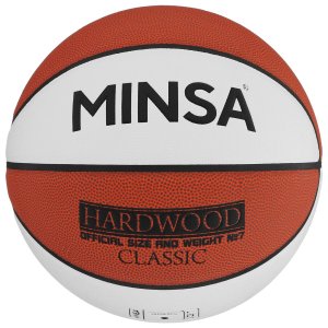 Баскетбольный мяч minsa hardwood classic, pu, размер 7, 600 г. Цвет: белый, оранжевый