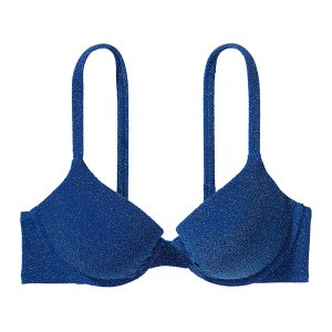 Топ бикини Victoria's Secret Swim Shimmer Icon Push-Up, синий Victoria's. Цвет: синий