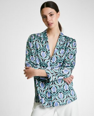 Женская рубашка с длинным рукавом абстрактным принтом , синий Trucco