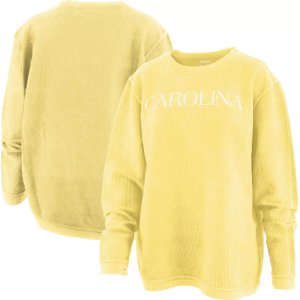 Женский удобный вельветовый пуловер с принтом Pressbox, желтый North Carolina Tar Heels, толстовка Unbranded