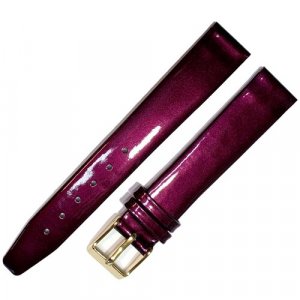 Ремешок 1603-02 (слива) ЛАК Фиолетовый бордовый кожаный ремень 16 мм для часов наручных лаковый из натуральной кожи женский Ardi. Цвет: фиолетовый