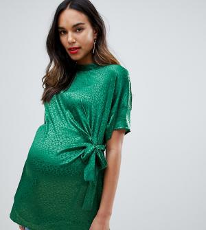 Блузка с узлом Mamalicious maternity-Зеленый Mama.licious