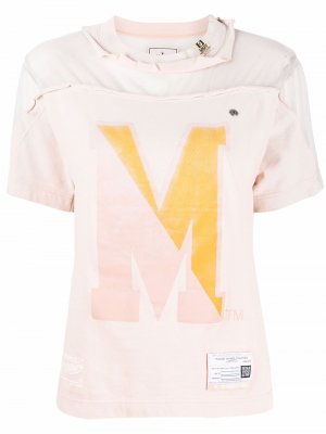 Деконструированная футболка с принтом Maison Mihara Yasuhiro. Цвет: розовый