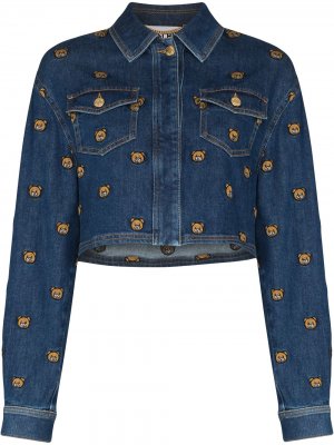 Джинсовая куртка с вышивкой Teddy Bear Moschino. Цвет: синий