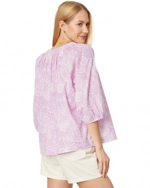 Топ 3/4 Sleeve Split-Neck Top, цвет Violet Floral Print Lilla P