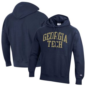 Мужские темно-синие желтые куртки Georgia Tech Team Arch пуловер обратного переплетения с капюшоном Champion
