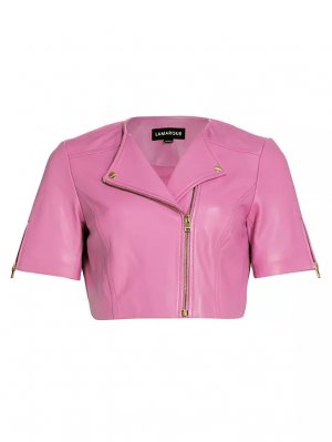Укороченный кожаный топ Kirsi Lamarque, цвет bodacious pink LAMARQUE