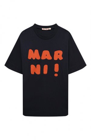 Хлопковая футболка Marni. Цвет: синий