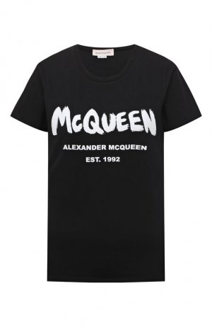 Хлопковая футболка Alexander McQueen. Цвет: чёрно-белый