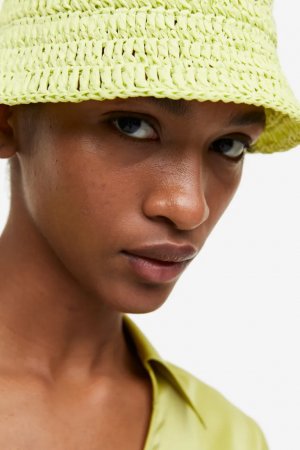 Соломенная шляпка с имитацией ажурной вязки , желтый H&M
